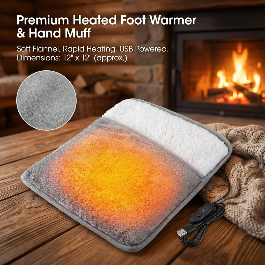 Winter Electric Foot Heating Pad USB Charging Soft Plush Washable Foot Warmer Heater Improve Sleeping Household Foot Warming Mat